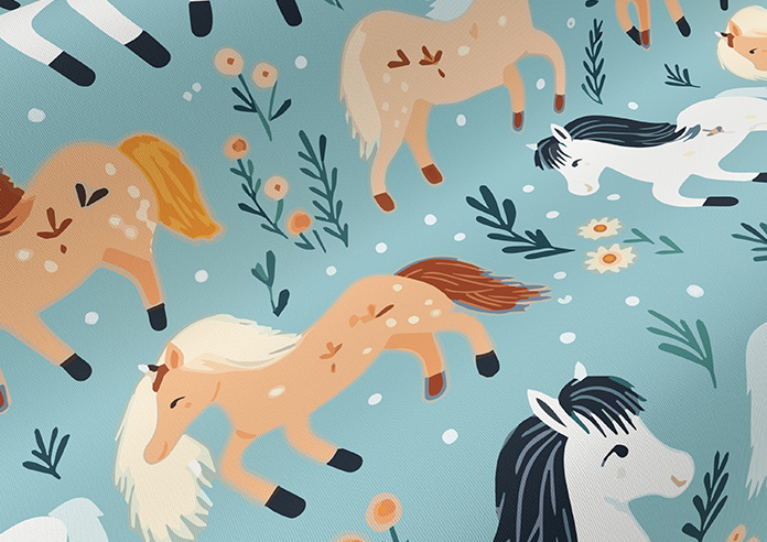 Pony Pals, Turquoise - Roller Blind - Image 4